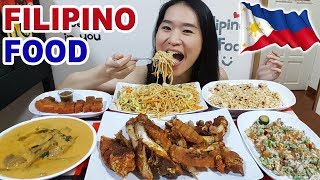 FILIPINO FOOD Crispy Pata Sisig Lechon Kawali Pancit Canton amp Kare Kare  Eating Show Mukbang [upl. by Llertnov]