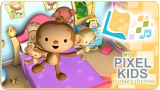 5 Little Monkeys 🐒 Jumping on the Bed SingAlong Nursery Rhymes [upl. by Beckman]