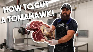 How to Cut Beef Tomahawk Steaks  The Bearded Butchers [upl. by Beyer]