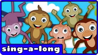 Five Little Monkeys Jumping On The Bed  Nursery Rhymes With Lyrics by HooplaKidz SingALong [upl. by Chrissa216]