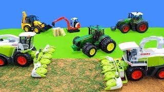 Tractor amp Harvester Kids Toys  Bruder Farm Vehicles Excavator amp Trucks Unboxing  Playset at Work [upl. by Mervin122]