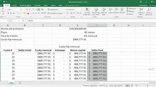 Cuota préstamo y tabla de amortización [upl. by Sankey]