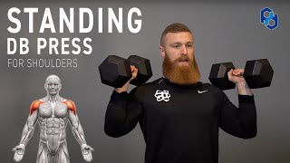 How to Standing DB Shoulder Press for Physique Development [upl. by Araccot]