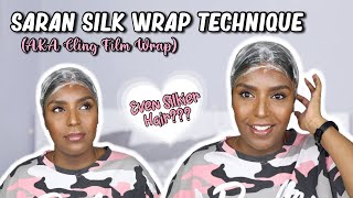 SO I TRIED A SARAN SILK WRAP ON MY STRAIGHT HAIR  Saran Wrap Technique [upl. by Antipus660]