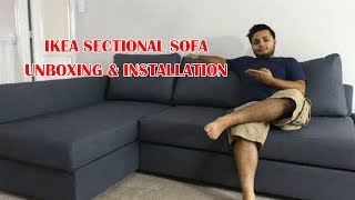 UnBoxing amp Assembling  IKEA FRIHETEN Skiftebo dark graySleeper Sectional 3 seat Sofa with storage [upl. by Nwahshar525]