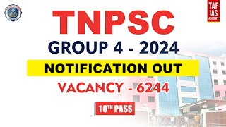 🛑 TNPSC GROUP 4 NOTIFICATION 2024  VACANCY 6244 [upl. by Greenburg]