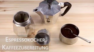 Kaffeezubereitung mit dem Espressokocher  Mokakanne [upl. by Ontine]