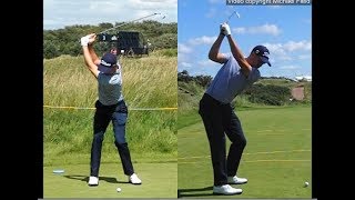 Justin Thomas golf swing  Long Iron faceon amp downtheline July 2017 [upl. by Latty]