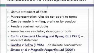 Misrepresentation Lecture 1 of 4 [upl. by Aivlys]