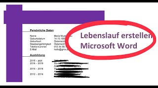 Lebenslauf auf Microsoft Office Word erstellen deutsch [upl. by Asel286]