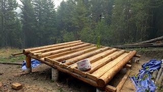 Off Grid Log Cabin Build  Floor Construction [upl. by Jelle]