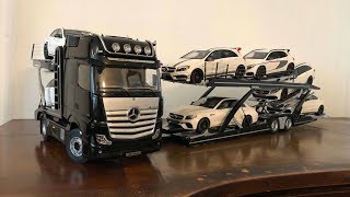 Modelcars  Unboxing Mercedes Actros Autotransporter NZG Modelle 118 [upl. by Sanborn824]