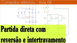 Comandos Elétricos A08  Partida direta com reversão e intertravamento [upl. by Ettenirt]